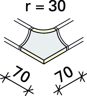 Угол внешний радиального плинтуса Interbau 70x70/r=30, арт. 4107